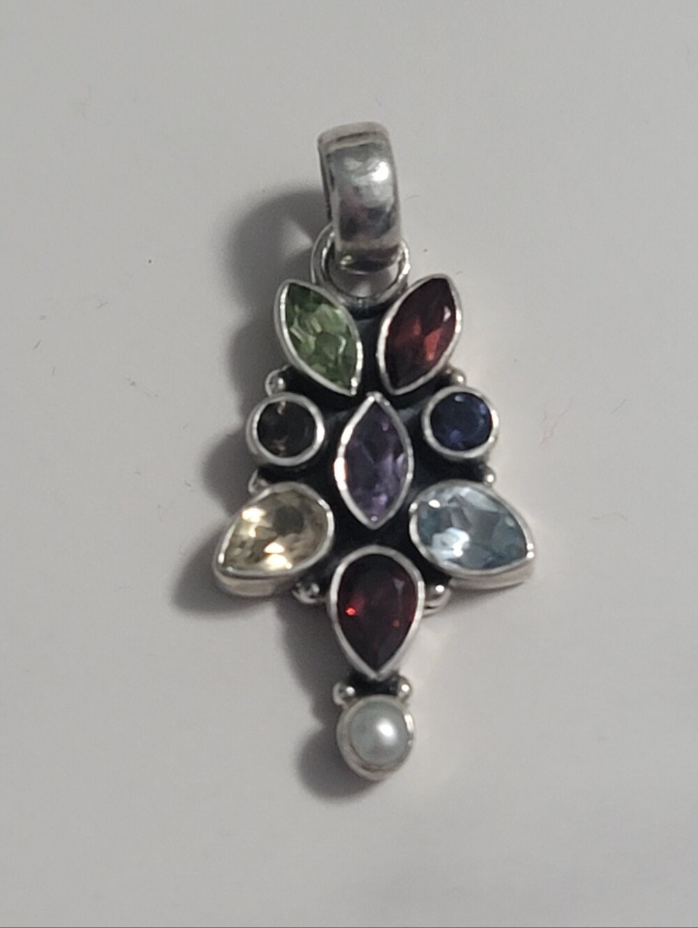 Multi Stone Gemstone Sterling Silver Pendant